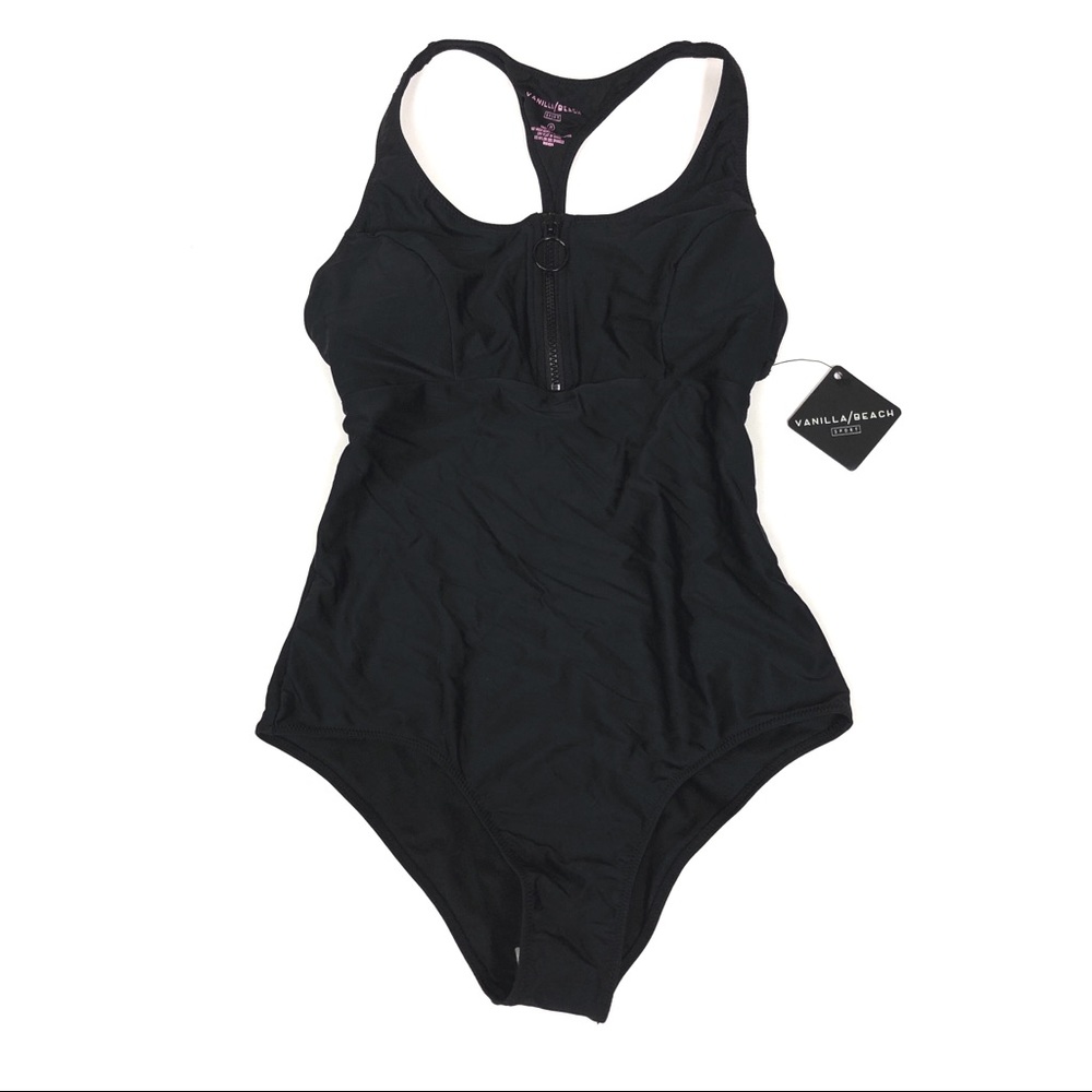 Vanilla/Beach Swim Women’s Size M Black and White One-piece Swimsuit NWT‎